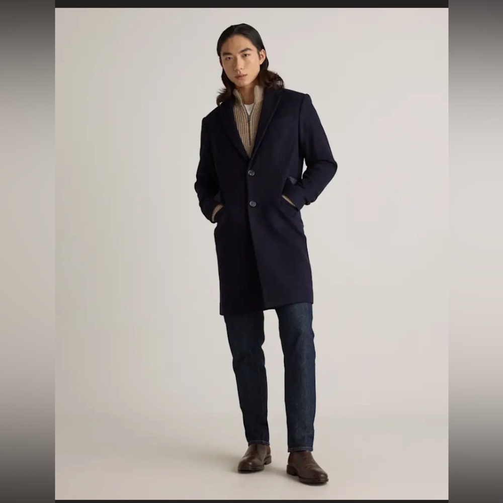Quince New Mens Italian Wool Overcoat Large Cadet Blue
